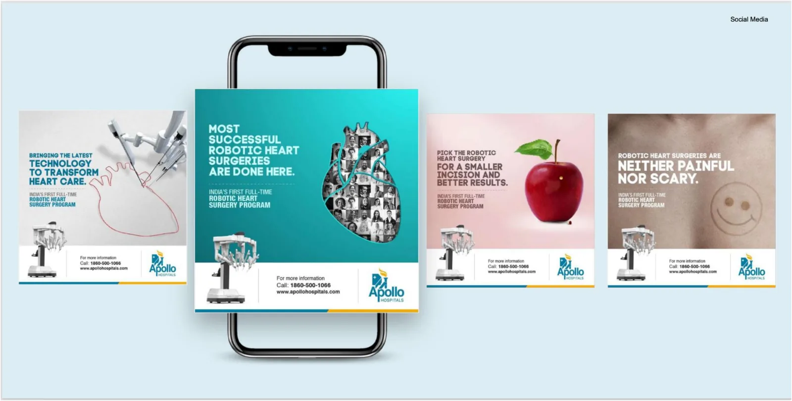 Apollo Hospitals robotic heart surgery social creatives