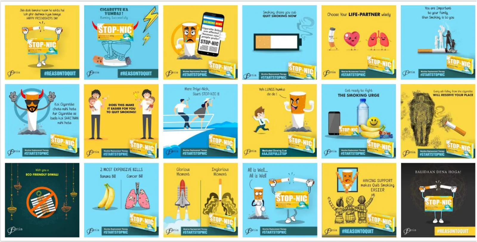 Stop-Nic social media creatives for Fertin Pharma