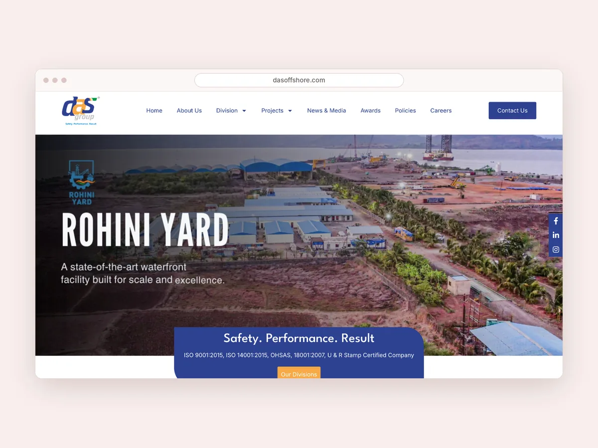 DAS Offshore website homepage