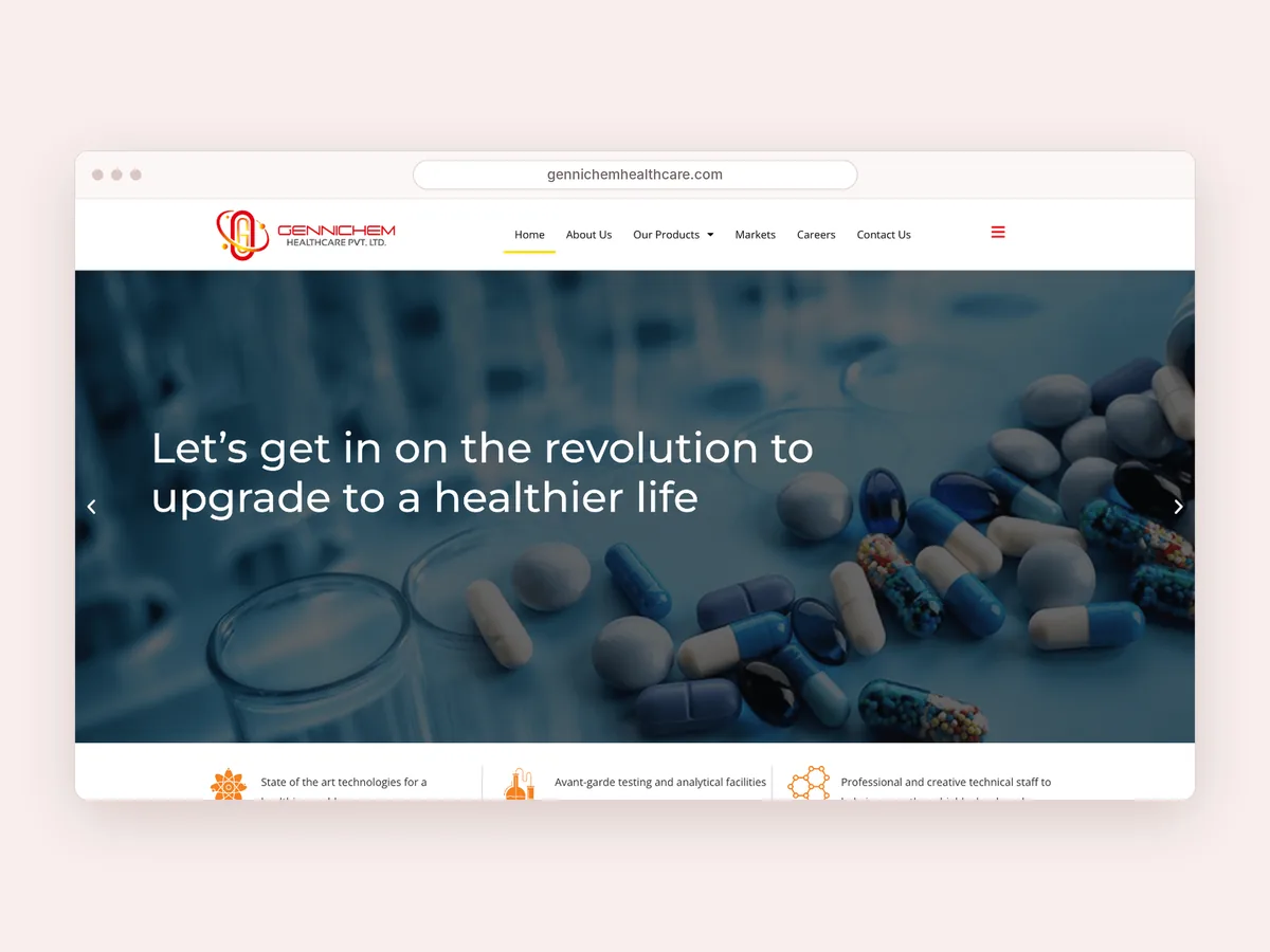 GenniChem Healthcare website homepage