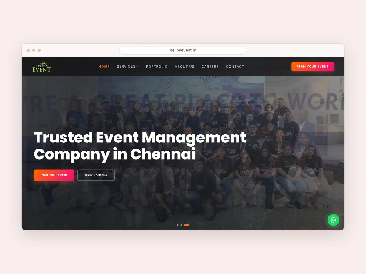 Helios Event Productions website homepage