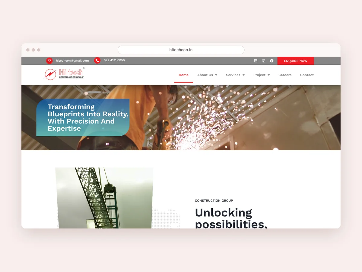 Hitech Construction Group website homepage