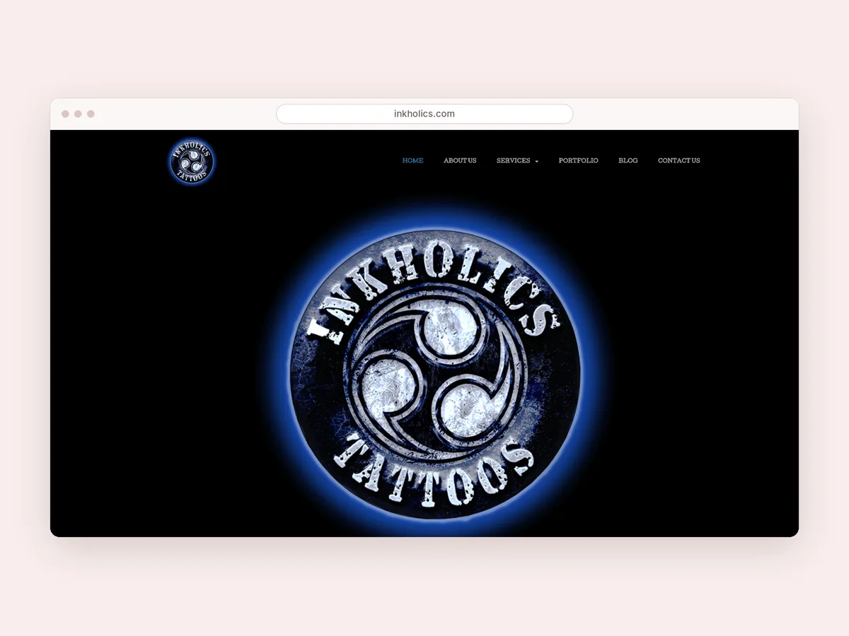 Inkholics Tattoos website homepage