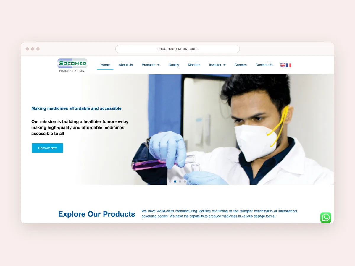 Socomed Pharma website homepage