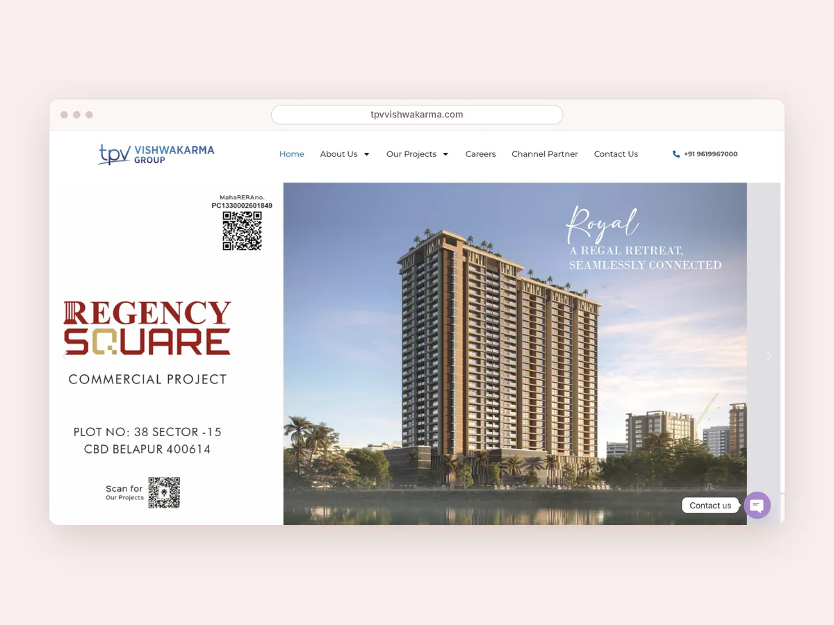 TPV Vishwakarma website in a browser window