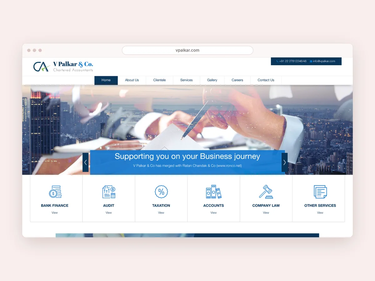 V Palkar & Co. website homepage